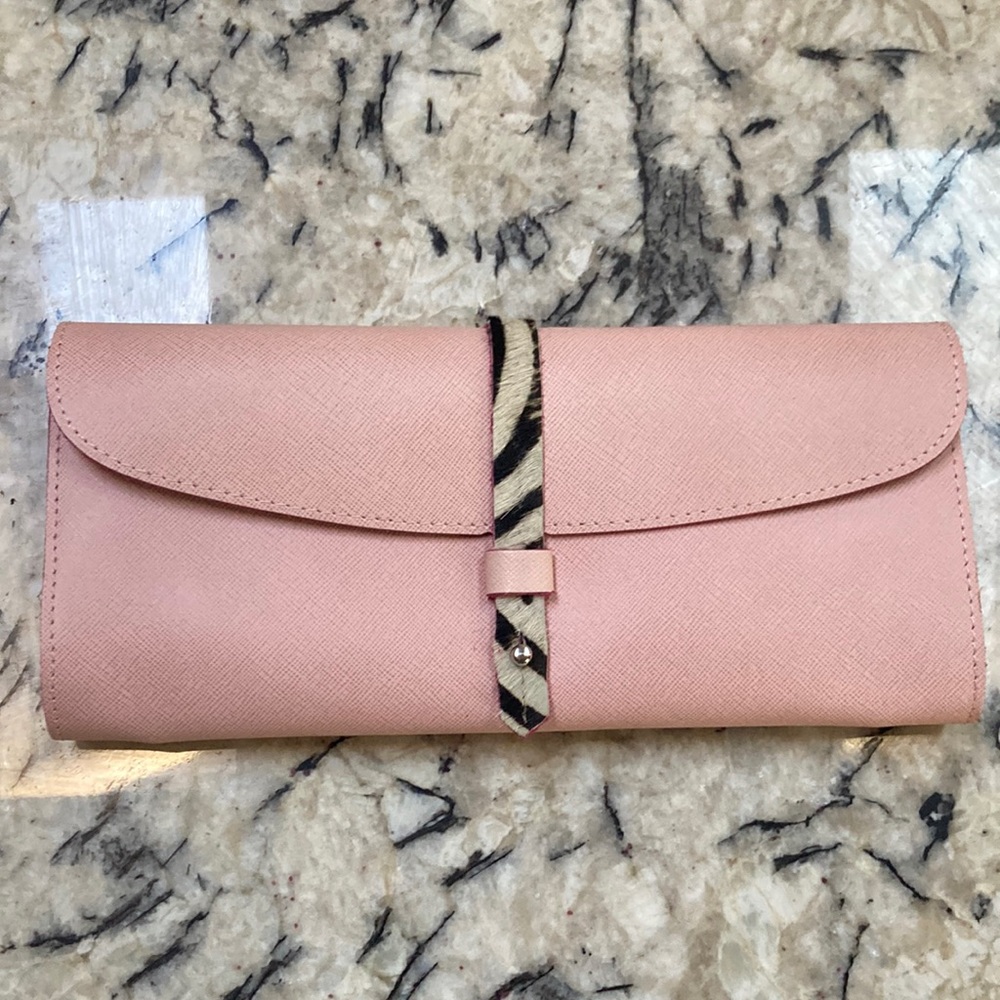 Guilver leather and fur clutch